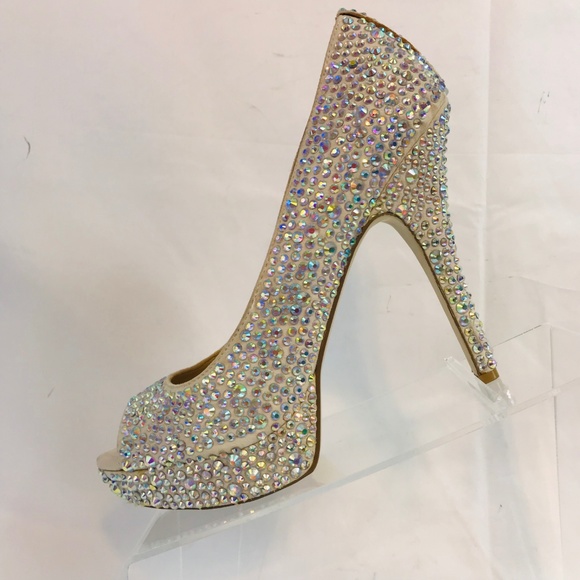 Enzo Angiolini Shoes - Enzo Angiolini White Jeweled Open Toe Pumps 8.5M